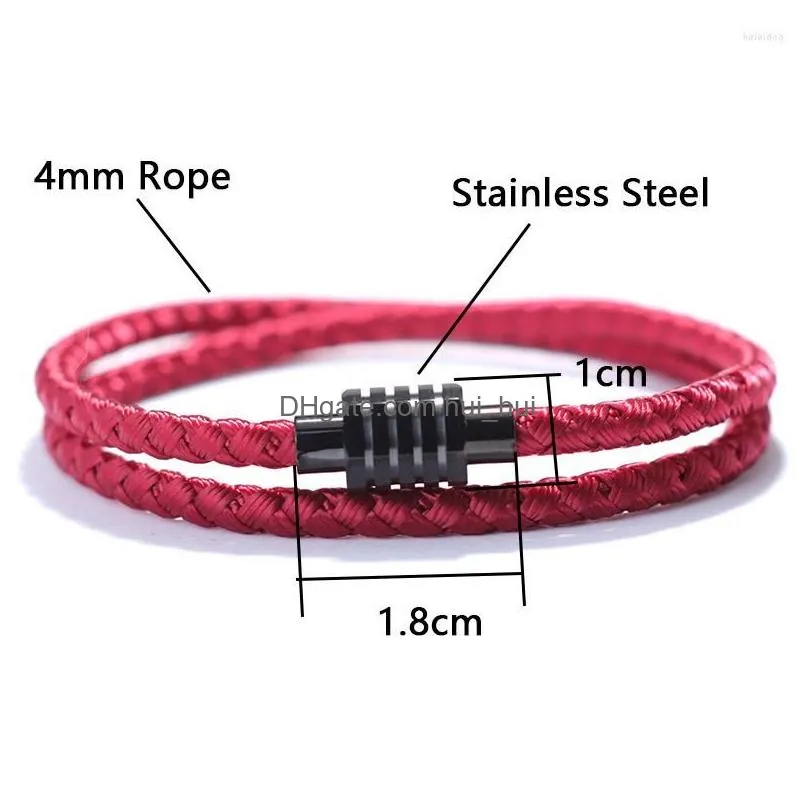 charm bracelets 202minimalist men bracelet double layer keel rope braided braslet stainless steel magnetic buckle fashion jewelry