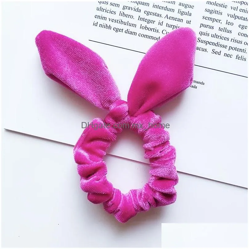  arrival girls velvet bunny ears elastic hair rope kids accessories ponytail rabbit children scrunchy hairbands