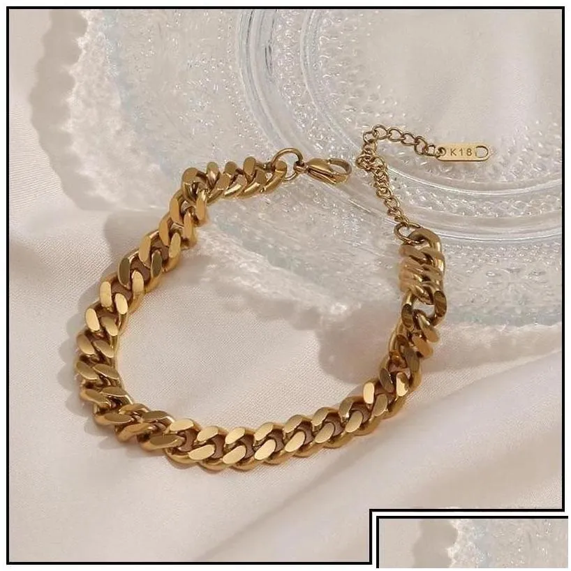 anklets 18k gold titanium steel tarnish hypoallergenic m 6mm 8mm cuban link chain for women summer beach foot bracelet jewelry drop de