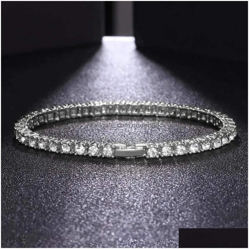 Jewelry Boxes Boxes Iced Out Tennis Chain Necklace For Men Jewelry Cubic Zircon 4Mm Choker Hip Hop Crystal Women Collares Gift Drop De Dhygo