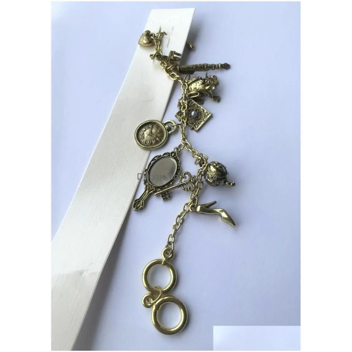 charm bracelets vintage mirror frog clock chair kettle pen key heart charms bracelet diy retro magic fairy tale series bracelet