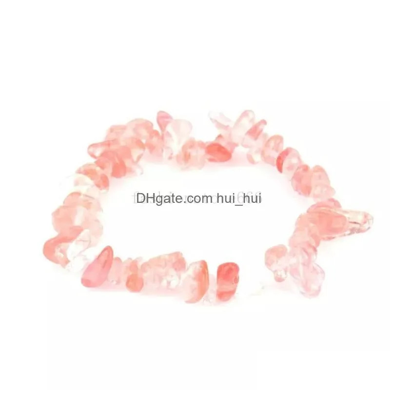 natural gem stone bracelet irregular crystal stretch chip beads nuggets bracelets bangles quartz chakra wristband for women gift