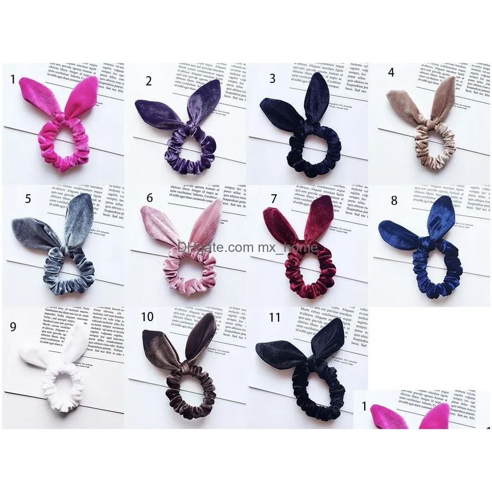  arrival girls velvet bunny ears elastic hair rope kids accessories ponytail rabbit children scrunchy hairbands