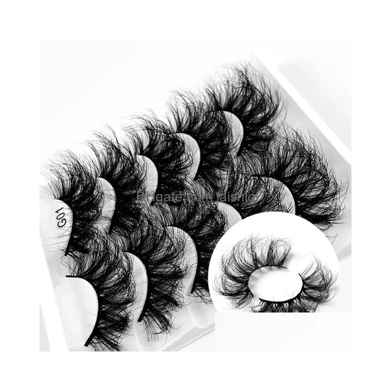 false eyelashes 5 pairs 25mm 8d eyelash extension makeup faux mink hair natural thick long fluffy soft wispy cross reusable