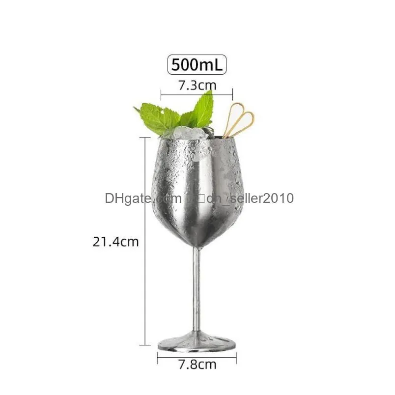 Tumblers 50Pcs 304 Stainless Steel Red Wine Glass Sier Rose Gold Goblets Juice Drink Champagne Goblet Party Barware Drop Delivery Home Dhzjv