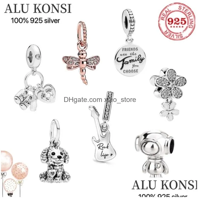 2024 s925 sterling silver beads for women flowers violin shoes dragonfly diy fit pandoras charms original charm bracelet jewelry gift