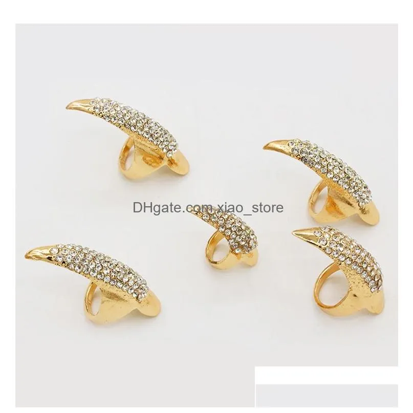 vintage  claw fingernail ring for men rhinestone crystal rings