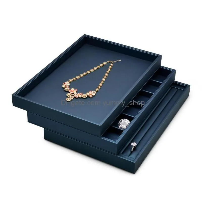 boxes oirlv 12/24 grids jewelry tray blue ring necklace display stand leather bracelet packaging jewelry organizer tray