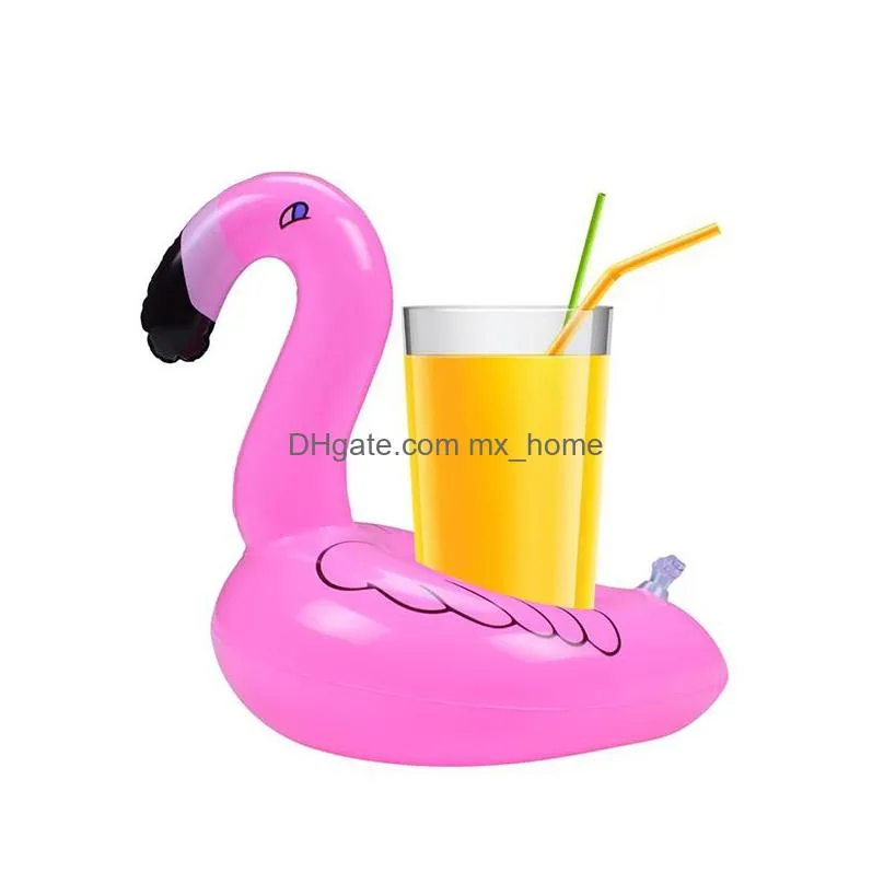 inflatable flamingo drinks cup holder pool floats bar coasters floatation devices children bath toy small size 3535271