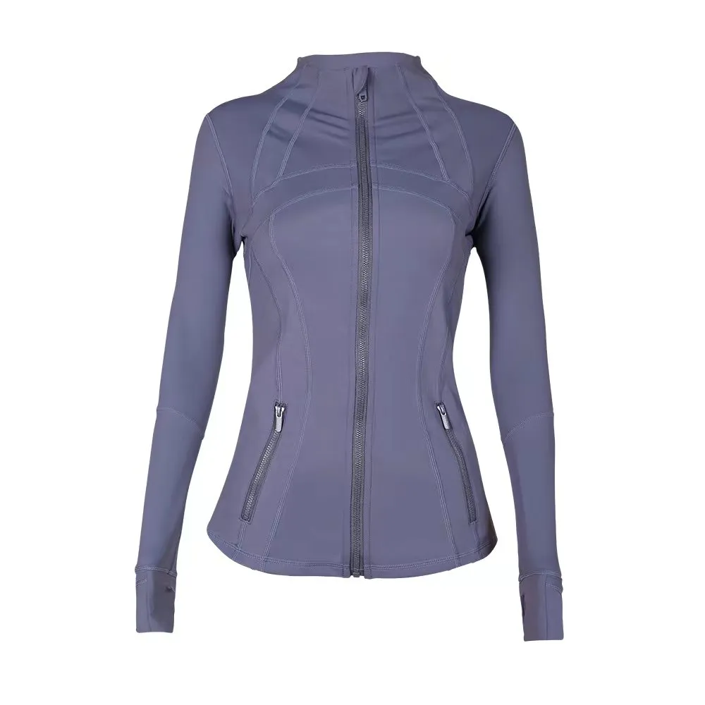 LU double-sided sanding yoga clothes jacket women's coat sports running tight collar zipper jacket