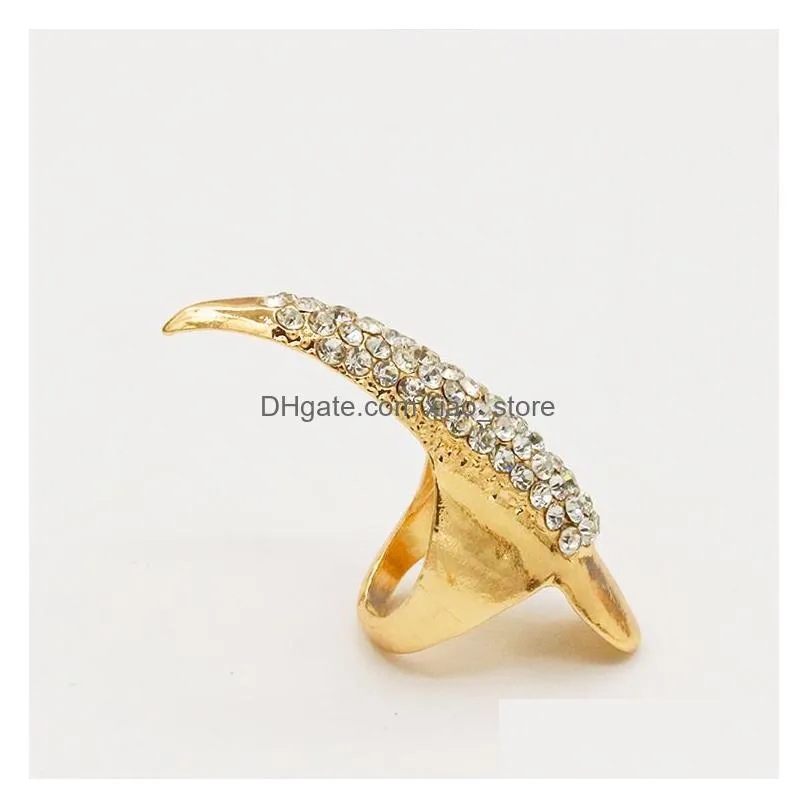vintage  claw fingernail ring for men rhinestone crystal rings