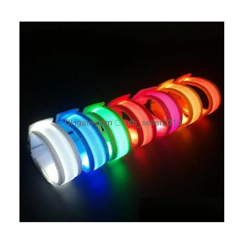 Party Decoration Led Festival Glow Wrist Band Concert Glowing Bracelet Nylon Weaving Party Flashing Light Up Wristband Bracelets Suppl Dhyro