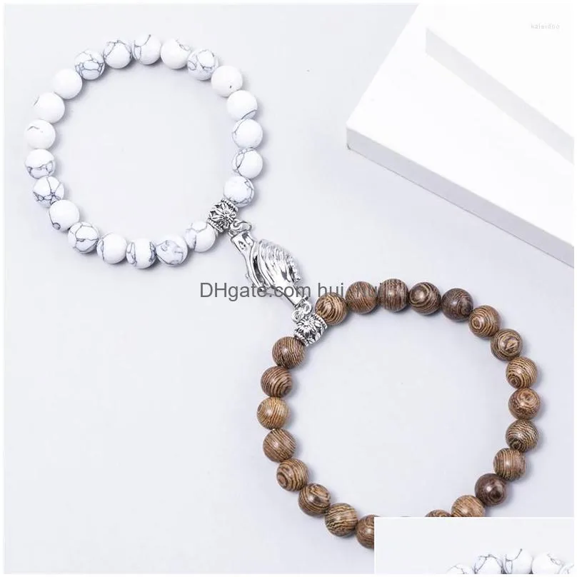 charm bracelets 2pcs beads barcelets magnet couple for men women love heart pendant fashion paired jewelry gift 2023 wholesale