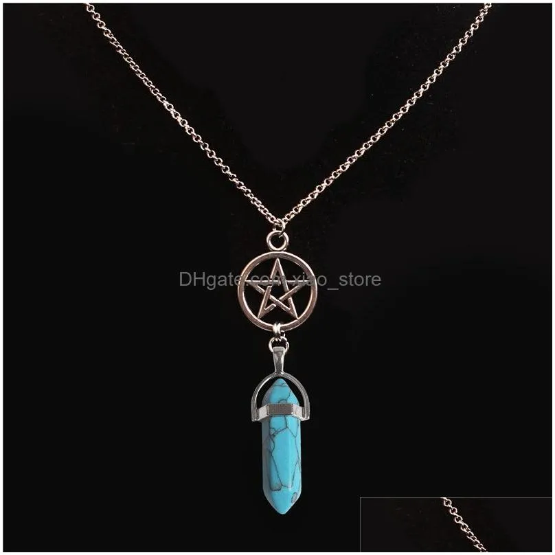 men necklaces designer jewelry silver plated star pendant natural stone healing green aventurine alloy women necklace