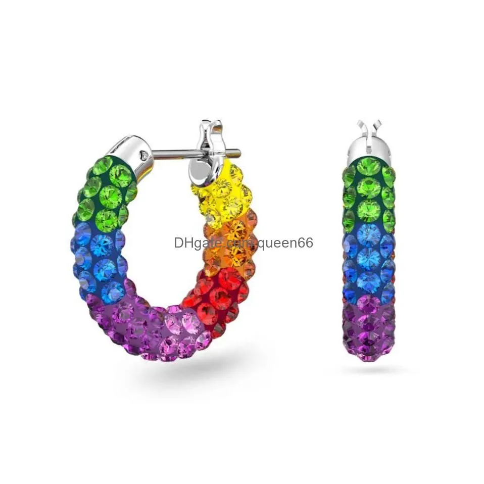Hoop & Huggie Earrings Original 2022 High End Jewelry Earring Collection Lucent New Candy Color Square Gift Badge For Drop Delivery J Dhnen
