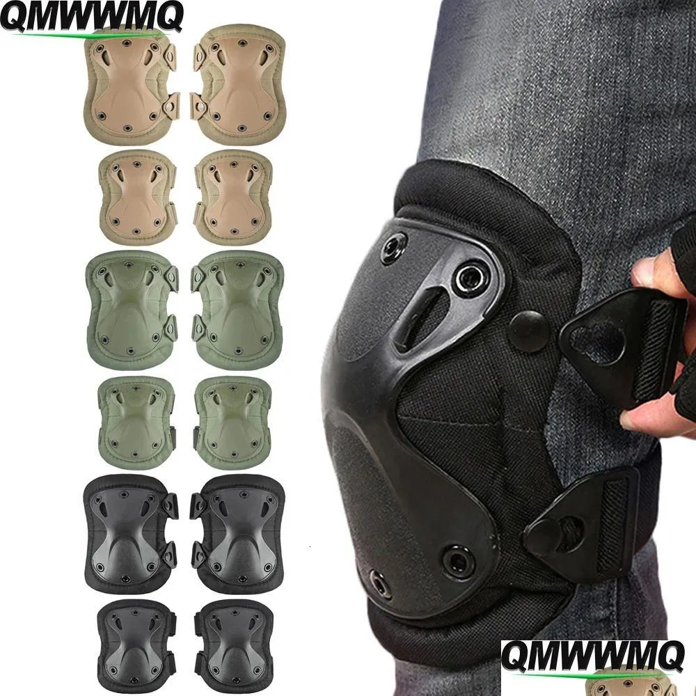 elbow knee pads 4pcs/set tactical combat knee elbow protective pads set for outdoor cs paintball game gear skates knee protection guard pads