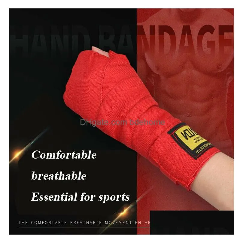 Protective Gear 2Pcs Cotton Strap Boxing Sanda Muay Thai Mma Taekwondo Bandage Hand Wraps 177Quot4519681 Drop Delivery Sports Outdoors Dhqay