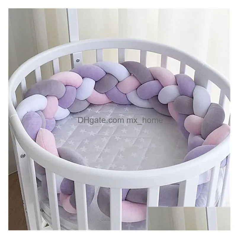 ins 2m length baby bed plush cushions fence decor pure weaving plush knot crib bumper protector infant room