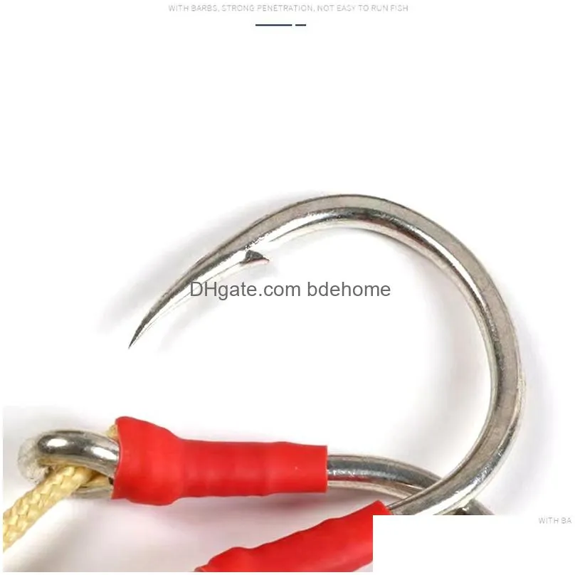 Fishing Hooks High Carbon Steel Pipe Pay Iron Plate Hook Kevlar Tie Line Sea Fishing Slow Swing Single Double Refined Packaging Drop D Dhrmv