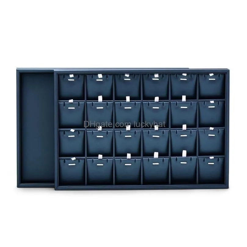 Jewelry Boxes Boxes Oir 12/24 Grids Jewelry Tray Blue Ring Necklace Display Stand Leather Bracelet Packaging Organizer Drop Delivery J Dhmlu