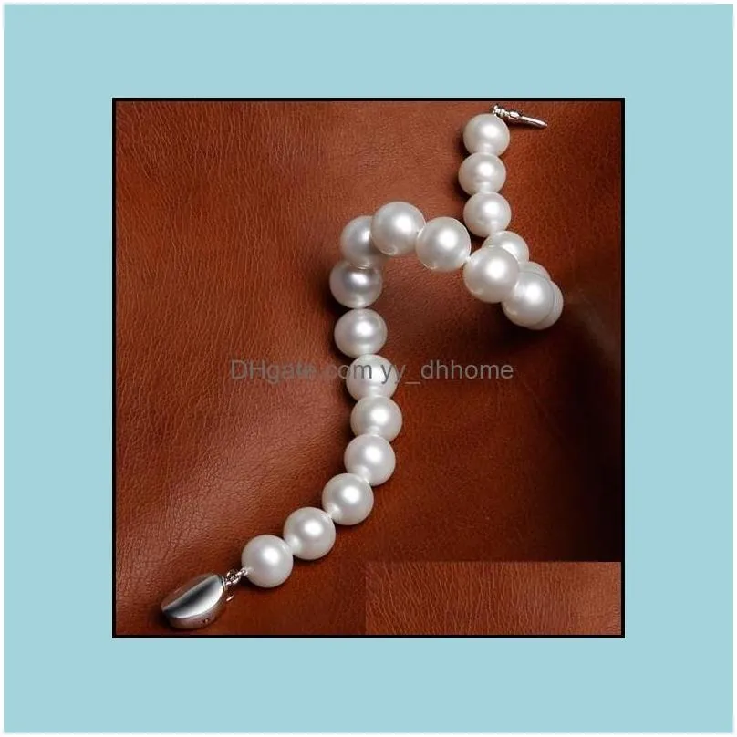 beaded strands bracelets jewelry 8-9mm south sea white round pearl bracelet 7.5-8 inch 925 sier drop delivery 2021 nqzug