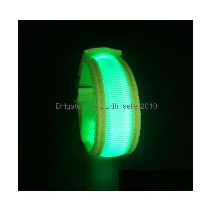 Party Decoration Led Festival Glow Wrist Band Concert Glowing Bracelet Nylon Weaving Party Flashing Light Up Wristband Bracelets Suppl Dhyro