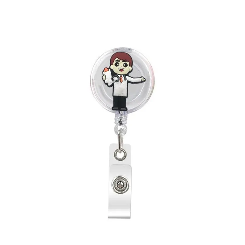 key rings the flowers retractable badge reel with alligator clip name nurse id card holder decorative custom drop delivery otra9