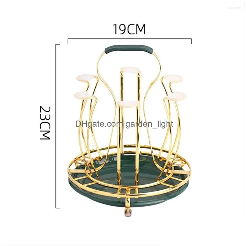 kitchen storage gold wrought iron drain cup holder accessories for glass ceramic coffee mugs water bottle drying rack organizer