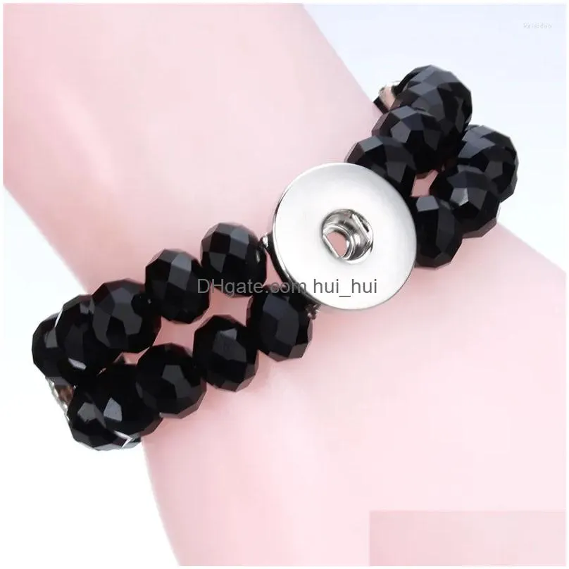 charm bracelets fashion snap jewelry 18mm adjustable elastic button bracelet double-deck beads bangles for women gift ze503a