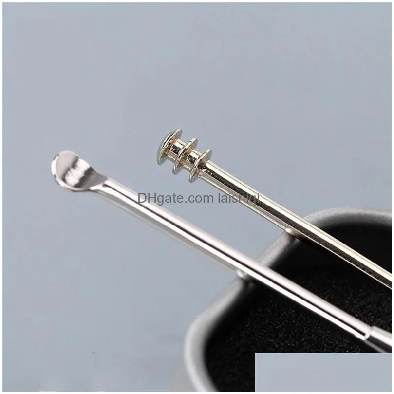 double ended stainless steel spiral ear pick spoon multifunctionear wax removal cleaner ear care beauty tool kit 50pcslot2965865