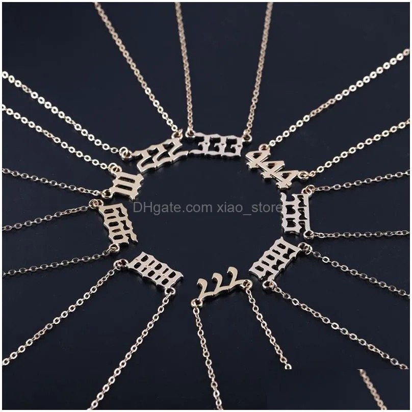 vintage 123456789 number pendant gold necklace designer for woman man jewelry alloy south american womens choker silver stainless steel chain necklaces with