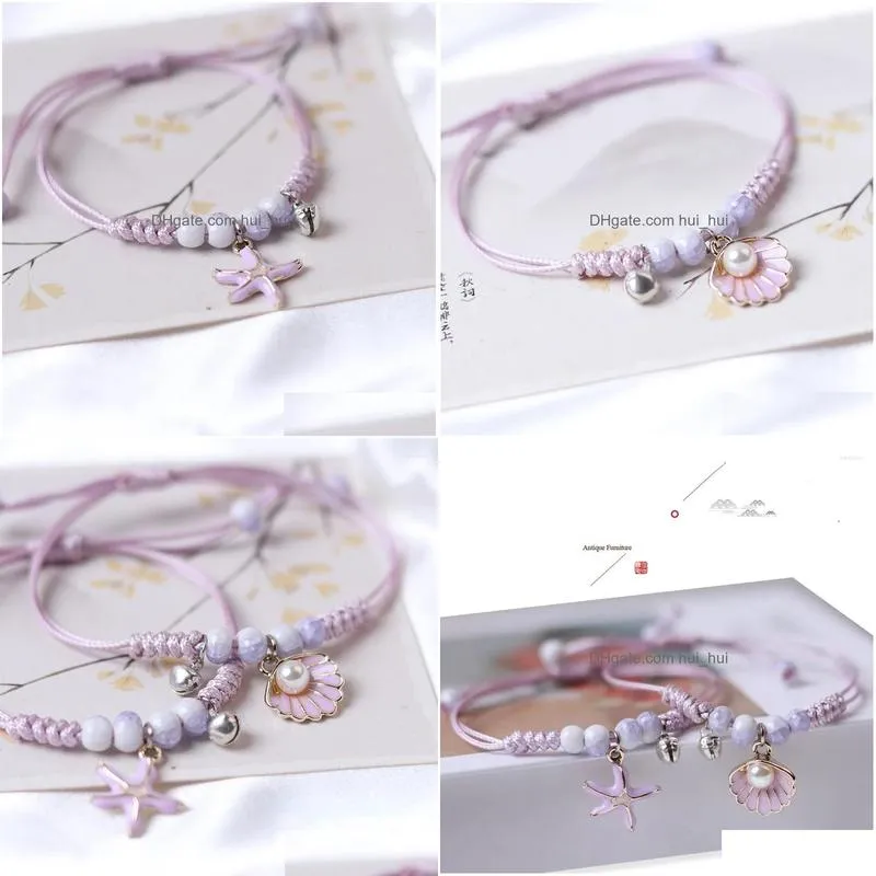 charm bracelets exquisite jewelry couple bracelet female beautiful starfish hand woven rope girlfriend student gift accessories