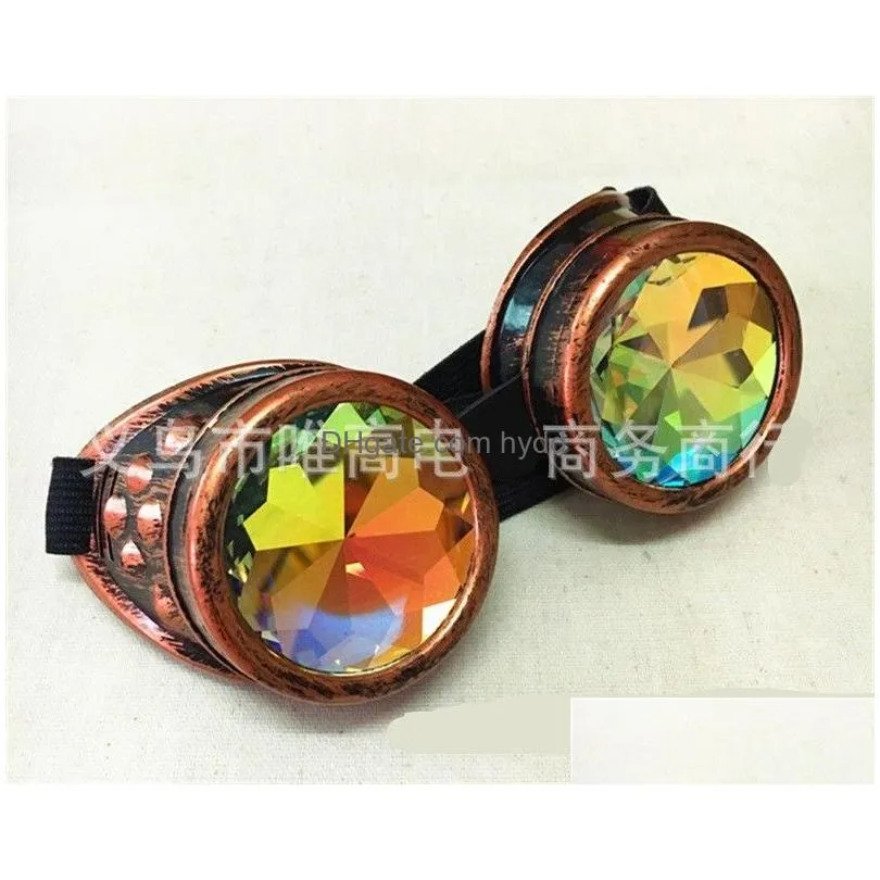fashion kaleidoscope glasses steam punk man and women dazzling color goggles creative street pat trend party cosplay eyewear 25wg