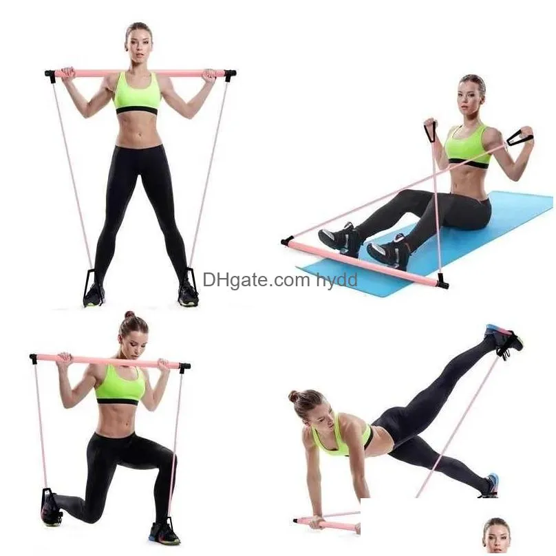 yoga crossfit resistance bands exerciser pull rope portable gym workout pilates bar stick elastic for fitness equipments 2106243620066