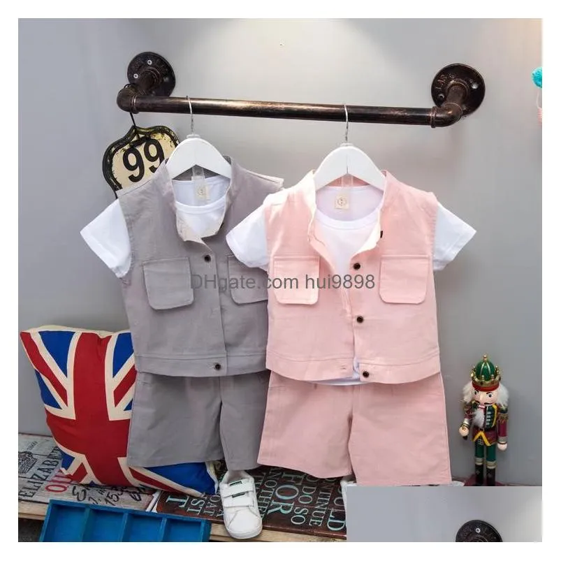 clothing sets three pieces boy set vest t shirts shorts boys summer clothes ensemble garcon kids 6set051clothing