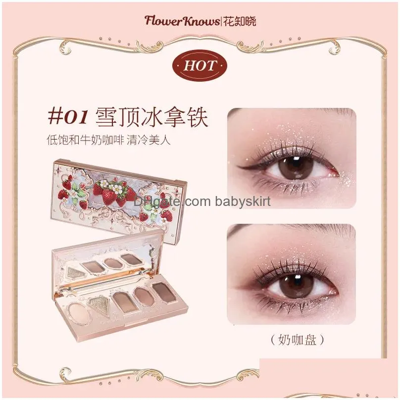 Eye Shadow Flower Knows Stberry Rococo Jewel Eyeshadow Palette 5 Colors Pearlescent Mashed Potatoes 2302115932433 Drop Delivery Dhn1E