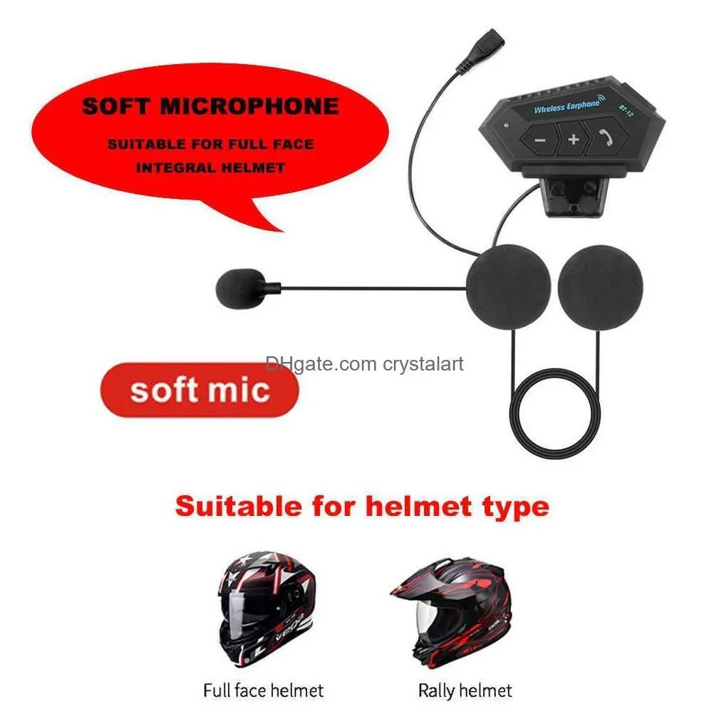 car bluetooth motorcycle helmet headset headphone wireless motor bike hands stereo earphone speaker noise reduction with mic drop deli