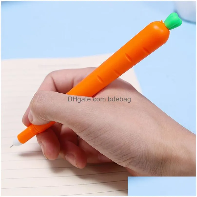 wholesale carrot roller ballpoint pen 0.5mm orange vegetable shaped student stationery gel pens christmas gift