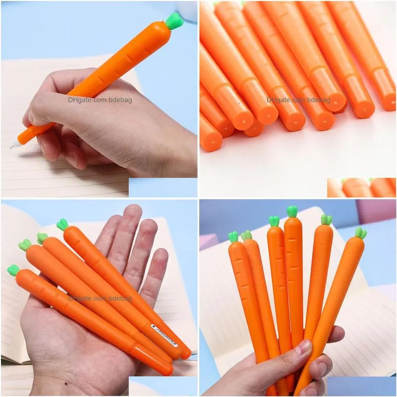 wholesale carrot roller ballpoint pen 0.5mm orange vegetable shaped student stationery gel pens christmas gift