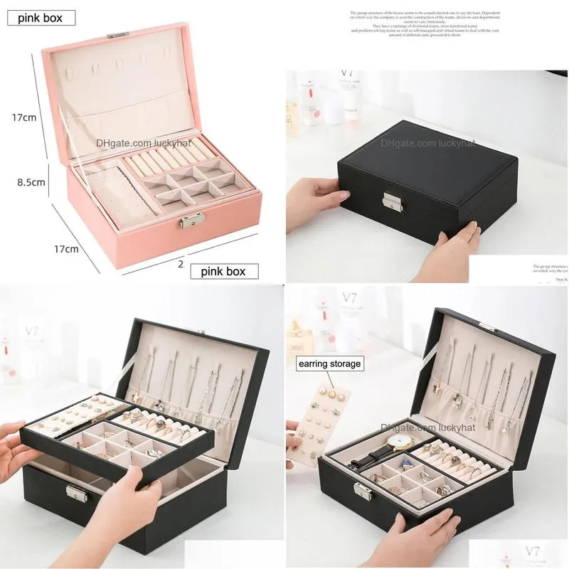 Jewelry Boxes Boxes Fashion Pu Large Capacity Jewlery Display Earring Holder Gift Packaging Veet Jewelry Organizer Modern Jewellery St Dhxza