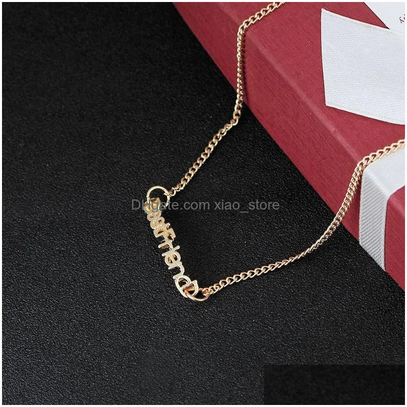  friends letter gold pendant necklace designer woman alloy silver plated necklaces pendants with chain for women jewelry chokers fashion accessories