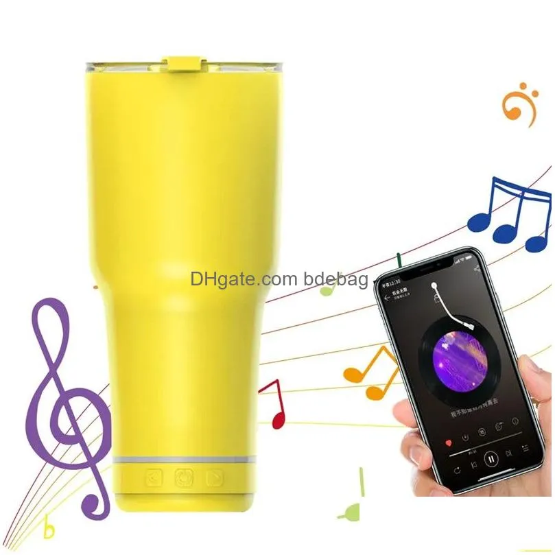 tumblers 30oz music speaker tumbler with straws lids double walled stainless steel coffee cups drinking tumblers with wireless