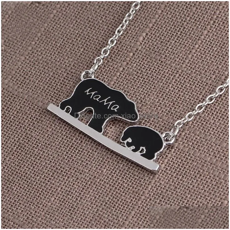 mama bear pendant necklaces for women alloy gold silver plated mom kid choker necklace jewelry gift