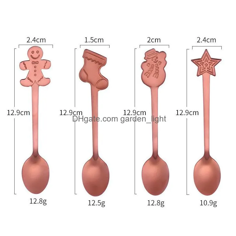 stainless steel christmas series coffee honey spoon dessert teaspoons xmas gifts home barware supplies tableware kitchen