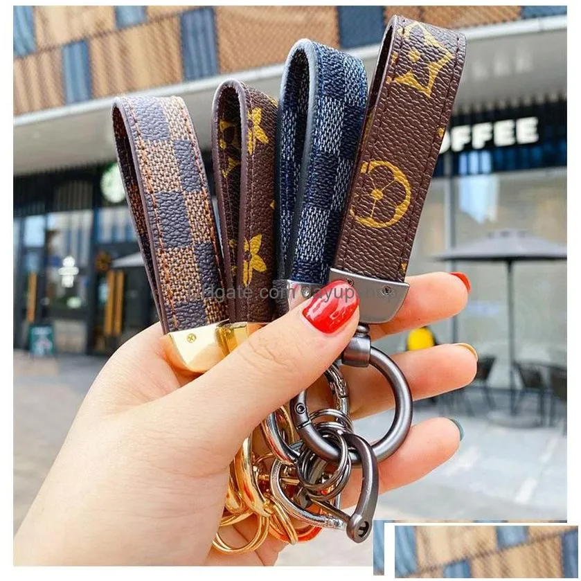 luxury designer self defense keychains dog flower key chain buckle lovers car handmade leather designers keys chains men women drop