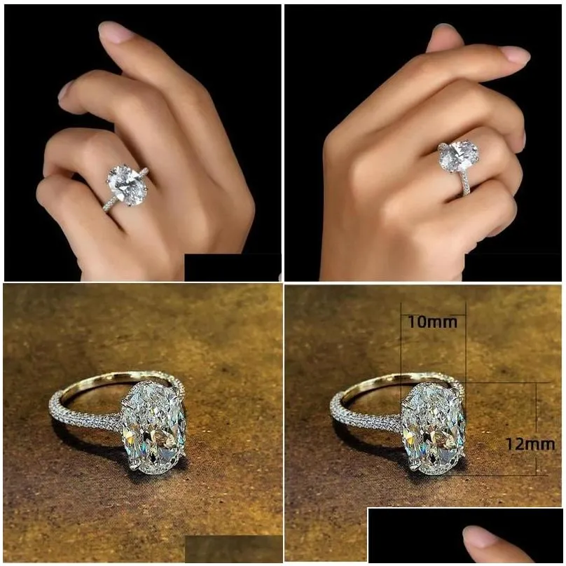 wedding rings vintage oval cut 4ct lab diamond promise ring 100% real 925 sterling sier engagement band for women jewelry drop delive