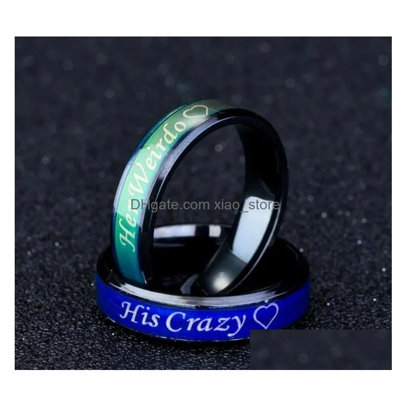 mood ring large oval change color  ecg crystal stainless steel rings