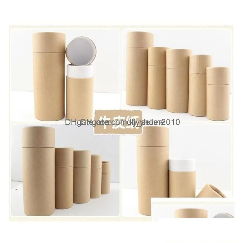 Gift Wrap 50Pcs Hard Kraft Paper Box With Lid Jar Cylindrical Cardboard Boxes Essential Oils Tube Package1 Drop Delivery Home Garden Dhco2