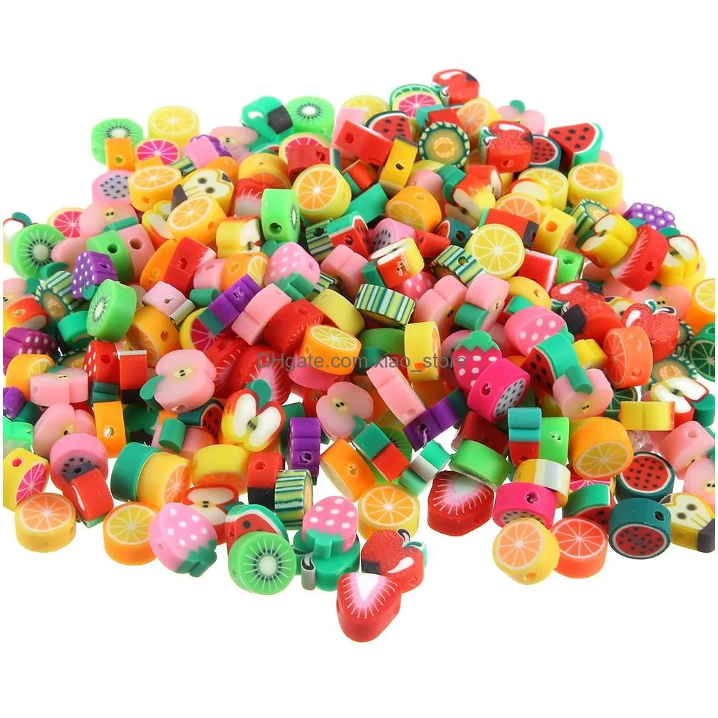 200pcs/lot polymer clay metals loose beads mixed color spacer for jewelry making diy bracelet necklace