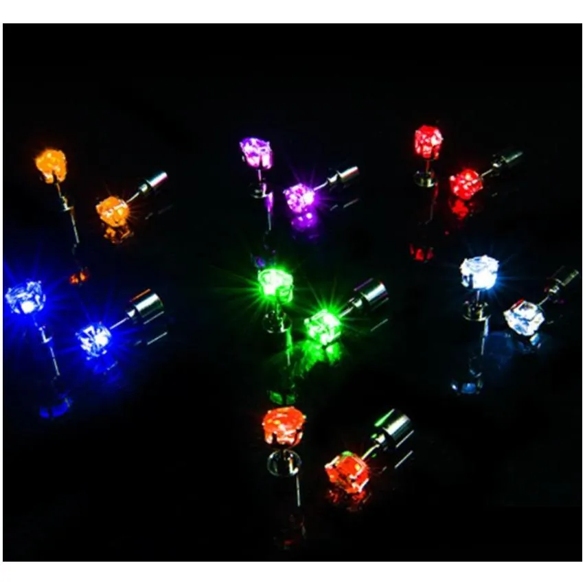 jewelrychristmas gift flash stud hairpins earring lights strobe led luminous light up nightclub party earrings drop delivery 2021